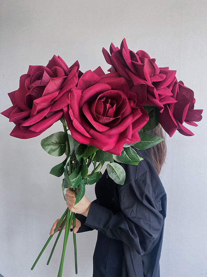 Single Stem Velvet Giant Artificial Rose, perfect as artificial flowers.