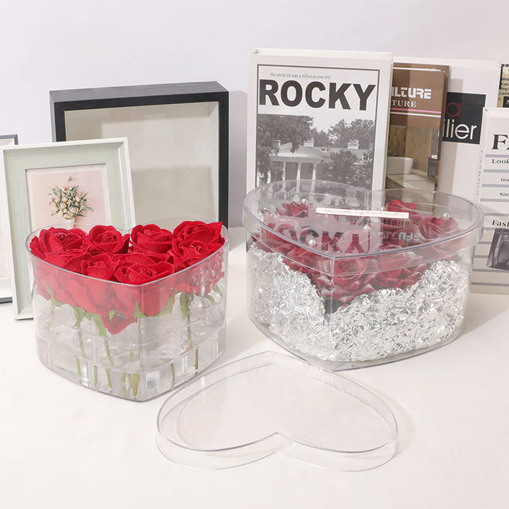 Heart-shaped Clear Acrylic Rose Arrangement Box