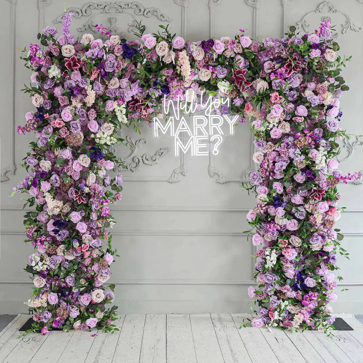 Flower Arch 7D 8x8ft Purple Green Roses Florals Set Fabric Backdrop Proposal Wedding Party Decor