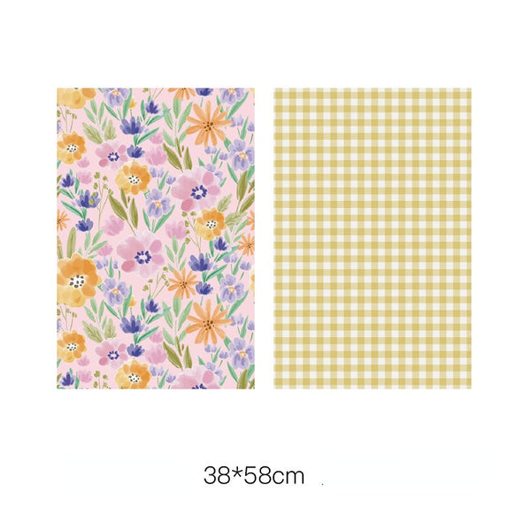 Double-sided Floral Plaid Flower Bouquet Wrapping Paper Pack 20 (38x58cm)