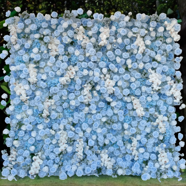 3D Flower Wall -  Sky Blue Serenity Floral Wall Backdrop