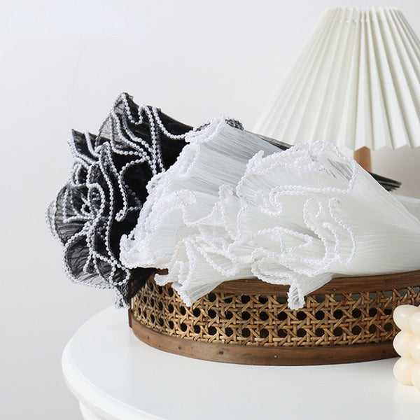 Pearled Edge Plicated Mesh Bouquet Flowers Wrapping Fabric
