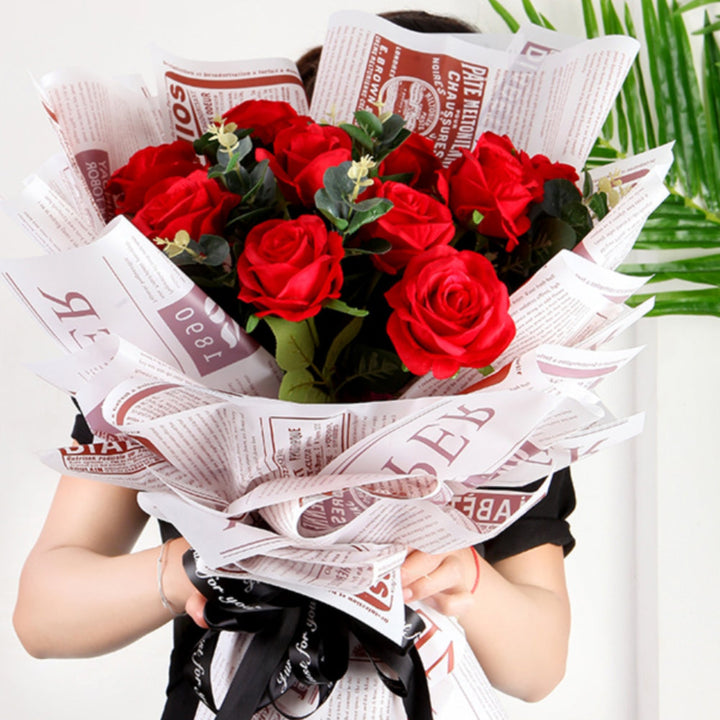 Vintage Newspaper Flower Wrap Cellophane Pack 20 (58x58cm)