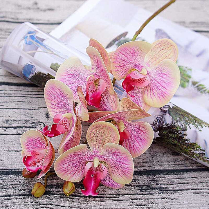 Artificial Butterfly Orchid 6 Heads Fake Flower Branch, perfect as artificial flowers.