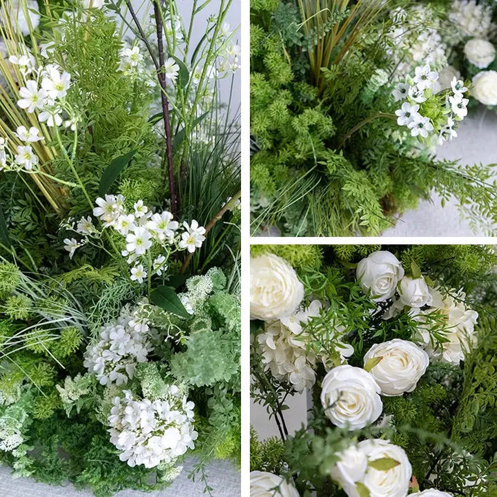 Flower Arch Green White Set Artificial Florals Backdrop for Wedding Proposal Party Decor