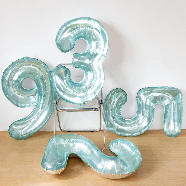 40 Inch Light Blue Crystal Number Balloon