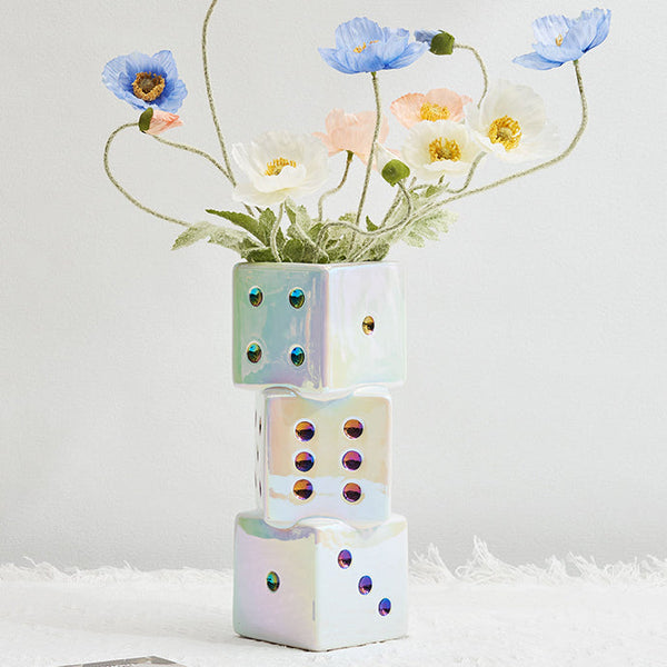 Unique Ceramic Dice Flower Vase