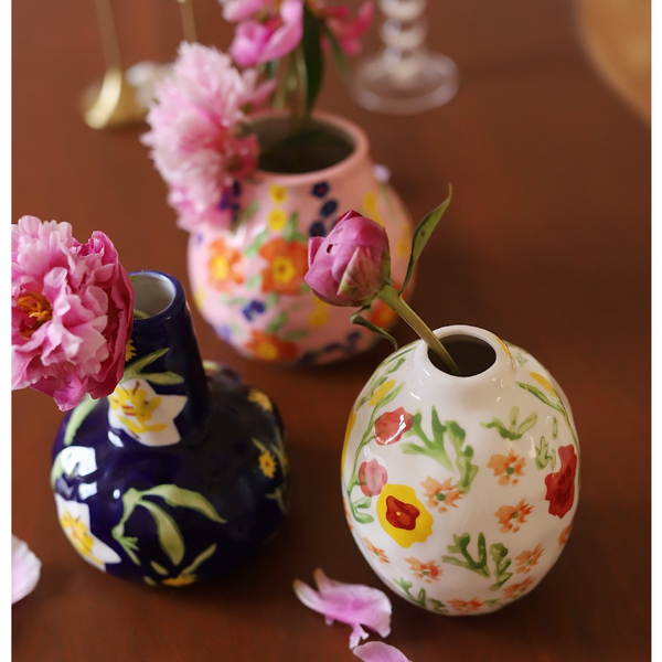 Artistic Hand-painted Floral Small Bud Vase