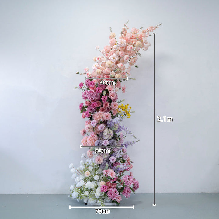 RTS Flower Arch Pink Purple Rose Artificial Florals Backdrop Event Proposal Wedding Decoration