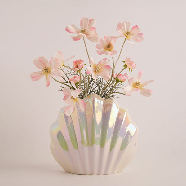 Pearlescent Ceramic Seashell Vase