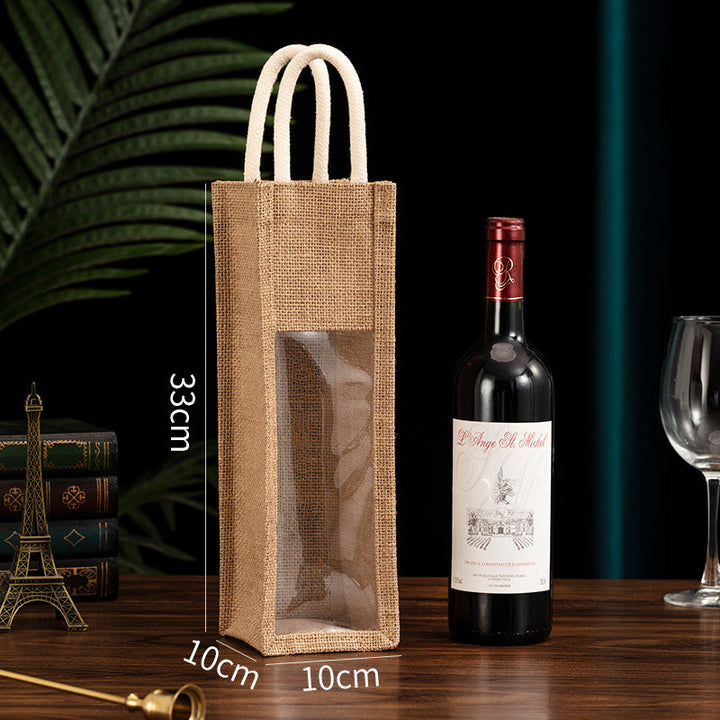 Burlap Wine Gift Bags with Window