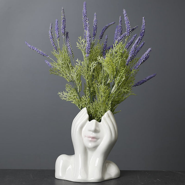 Unique ceramic head planter with contemporary design