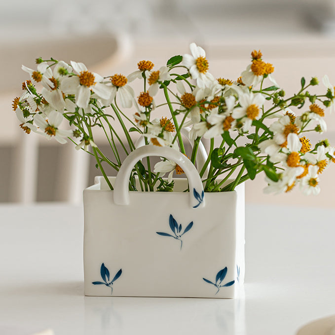 Blue and White Handbag Porcelain Vase