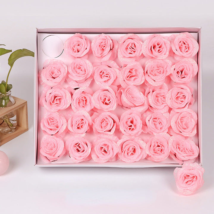 30PCS Glittering Artificial Rose Flower Head for DIY Decoration 2.3in is a perfect addition to your florist supply collection.