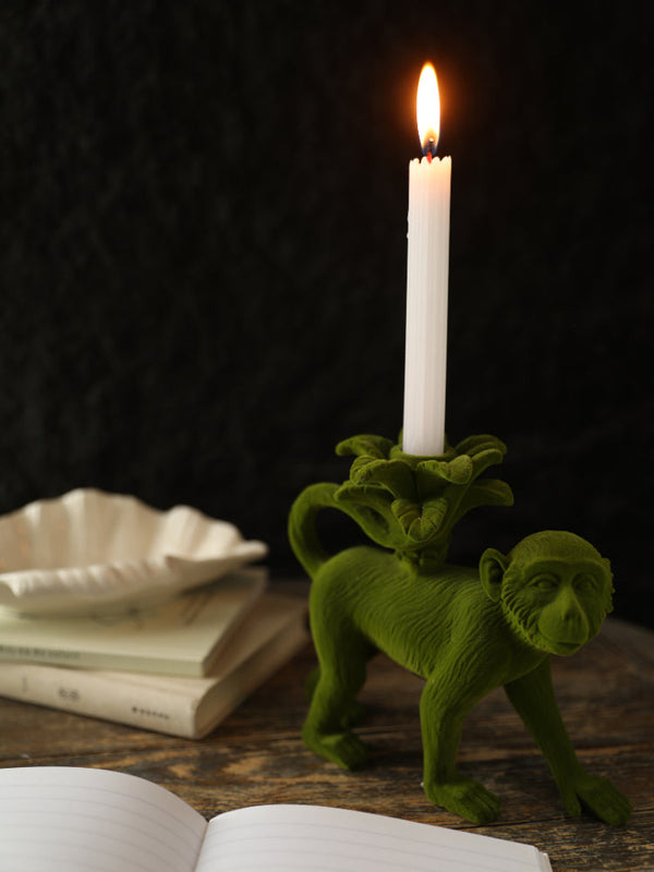 Flocking Monkey Resin Candle Holder