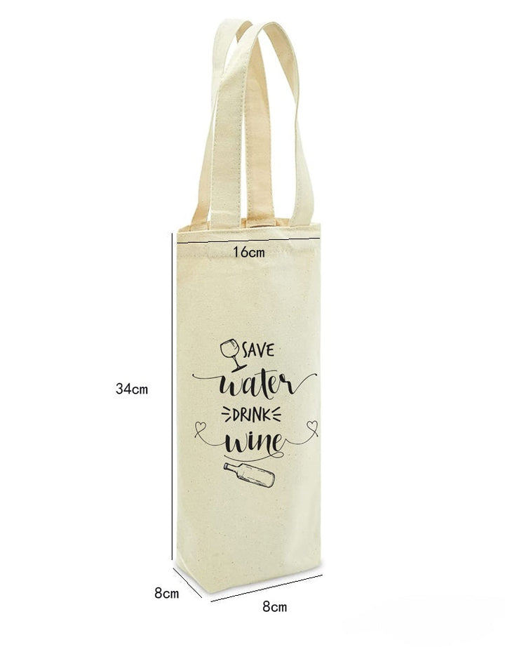 Minimalist Beige Canvas Wine Gift Bag