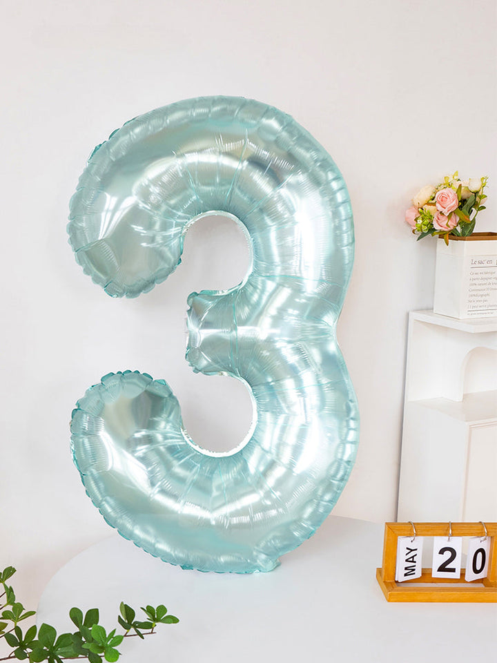 40 Inch Light Blue Crystal Number Balloon