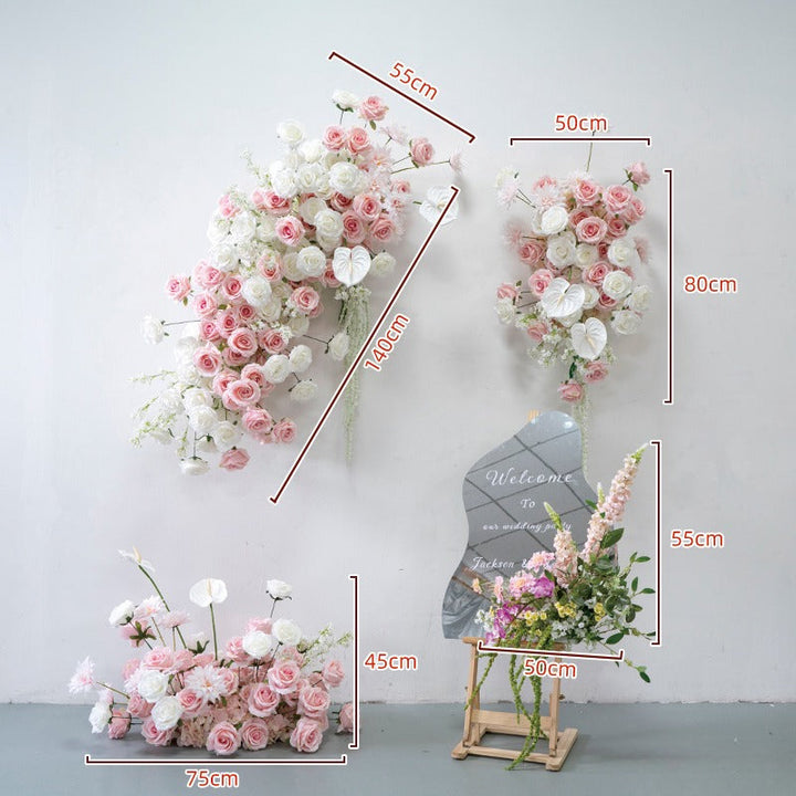 White Pink Hanging Flower Set for Wedding Party Decor Proposal