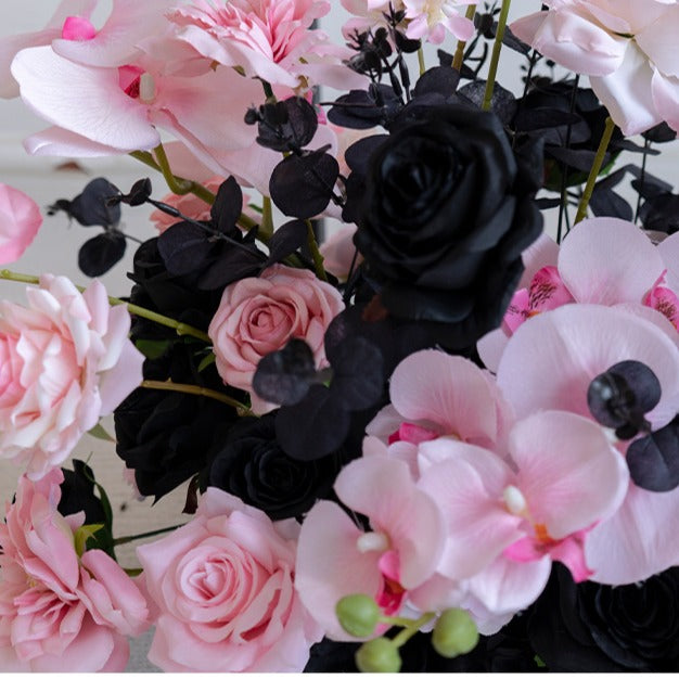 Pink Black Hanging Flower Set for Wedding Party Decor Proposal