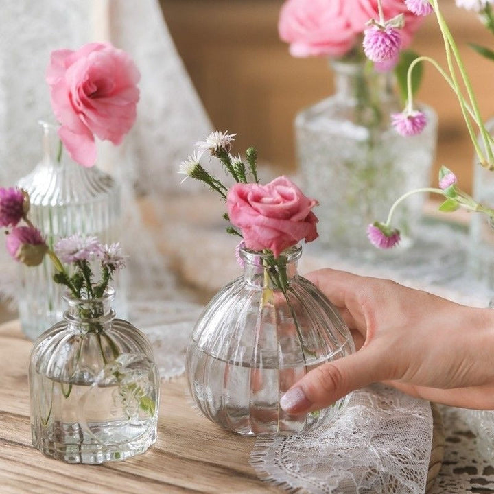 Set of 10 Clear Mini Glass Bud Vases