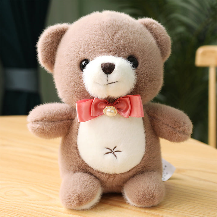 Cute Plush Bear With Ribbon Bow 22cm is a delightful addition to your valentine's day flowers collection.