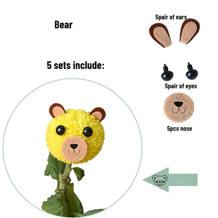 5 Sets Puppy Flower Arrangement Animals Flower DIY Safety Eyes Noses Kit is a perfect addition to your decorative floral collection.