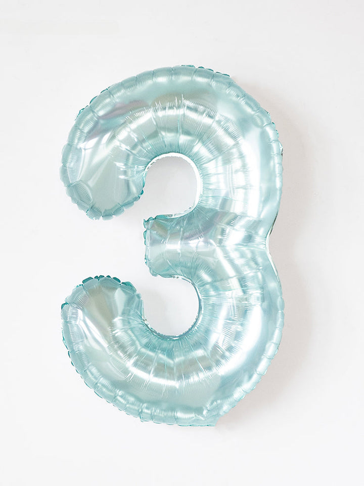 40 Inch Light Blue Crystal Number Balloon