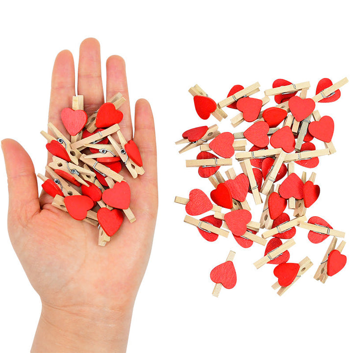 50PCS Mini Wooden Heart-Shaped Craft Clips is a delightful addition to your valentine's day bouquets collection.