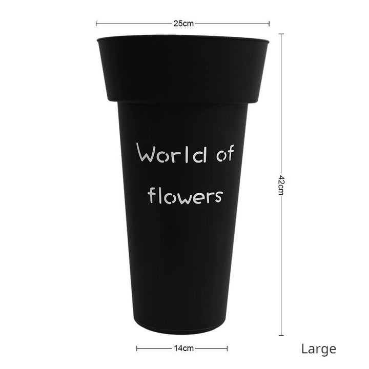 White Black Plastic Flower Buckets Pack 5