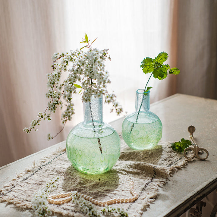 Gradient Green Bubble Glass Art Vase