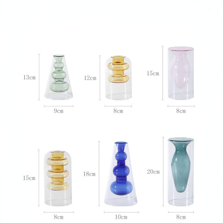 Transparent Colored Glass Vase for Hydroponic Plants Fresh Flower