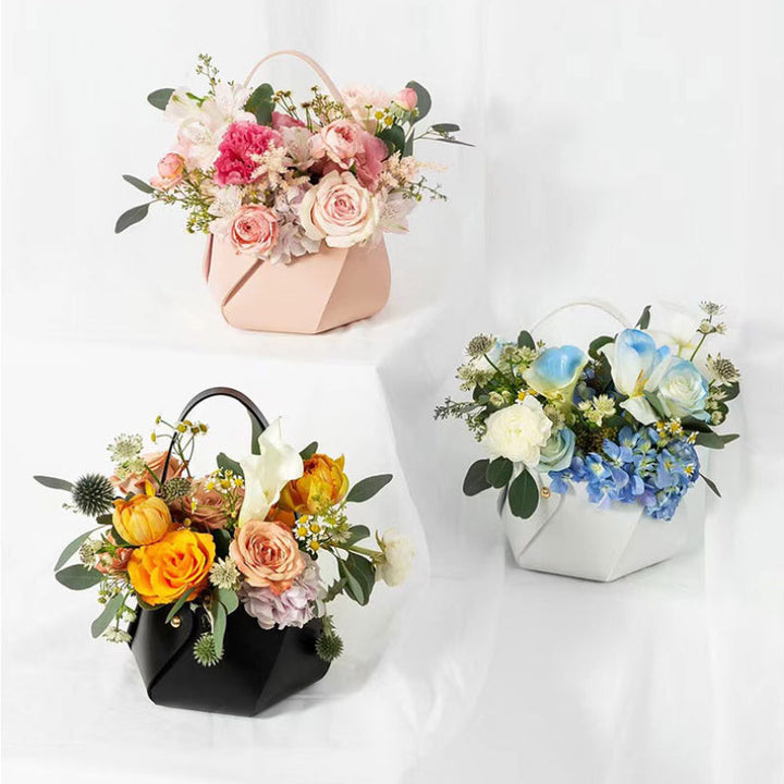 PU Leather Flower Basket Flower Arrangement Container