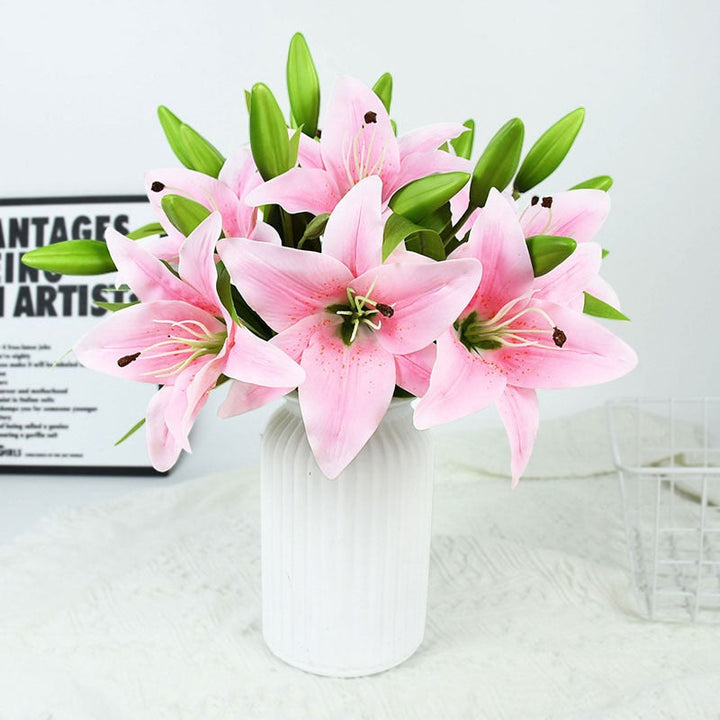 5pcs 38cm Artificial Lily Flowers Bouquet, perfect as artificial flower.