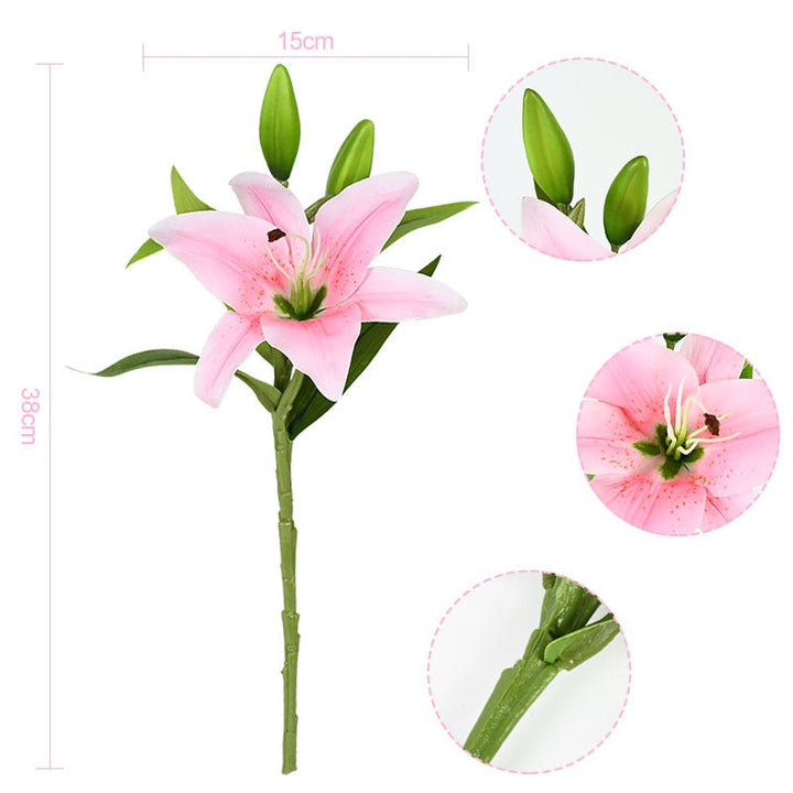 5pcs 38cm Artificial Lily Flowers Bouquet, perfect as flower stem.