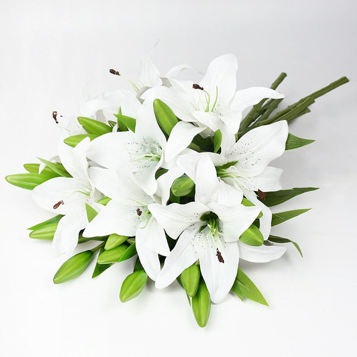 5pcs 38cm Artificial Lily Flowers Bouquet, perfect as artificial flower.