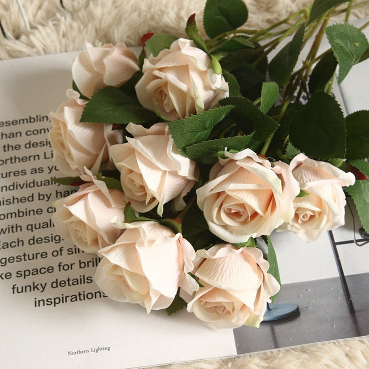 5pcs Artificial Flowers Silk Rose Long Branch Bouquet, perfect as flower stem.