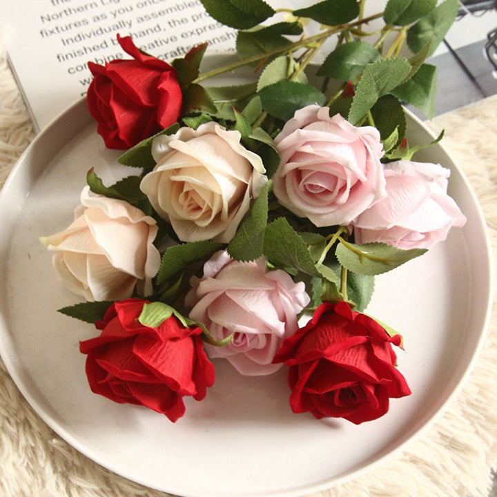 5pcs Artificial Flowers Silk Rose Long Branch Bouquet, perfect as flower stem.