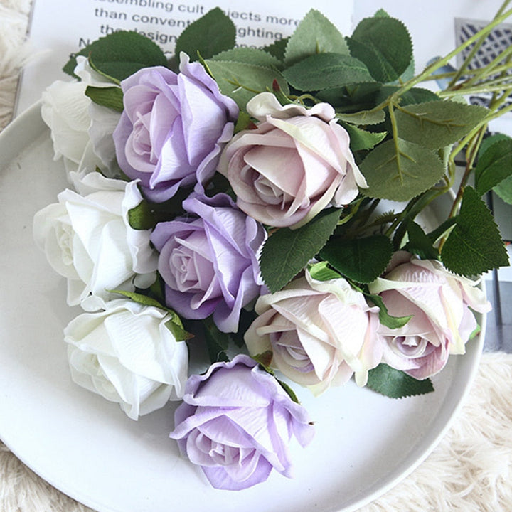 5pcs Artificial Flowers Silk Rose Long Branch Bouquet, perfect as artificial flowers.