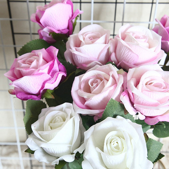 5pcs Artificial Flowers Silk Rose Long Branch Bouquet, perfect as artificial flowers.