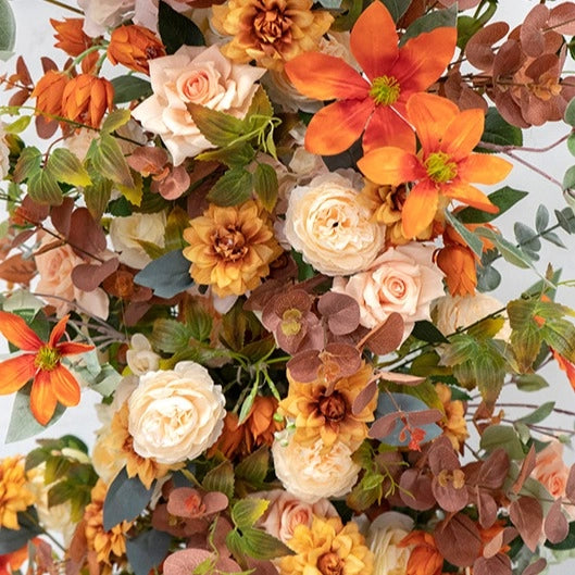 Flower Arch Orange Set Artificial Florals Backdrop for Wedding Proposal Party Decor