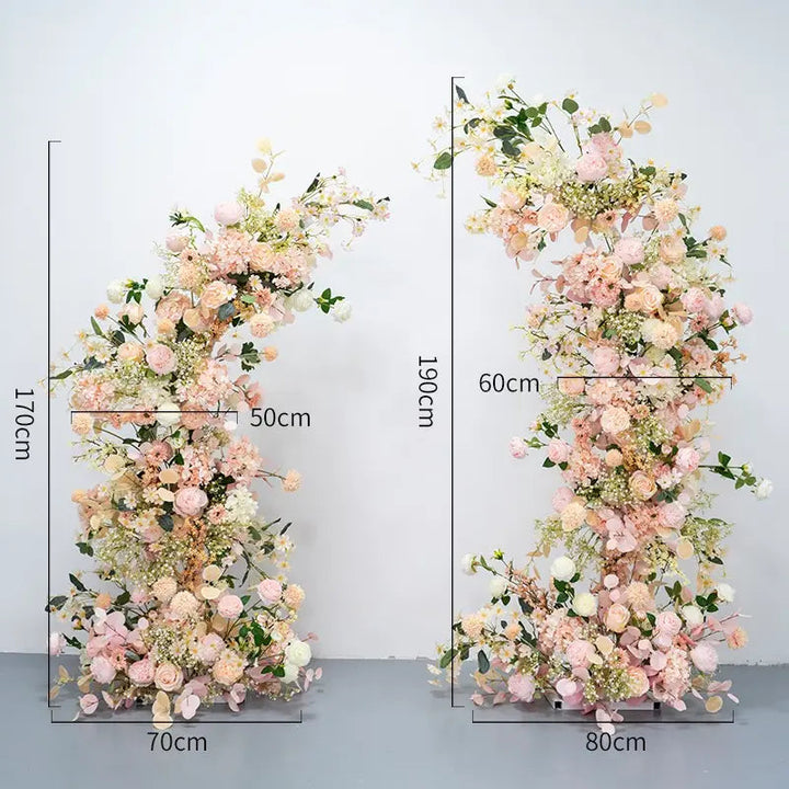 Flower Arch Pink Green Set Artificial Florals Backdrop for Wedding Proposal Party Decor