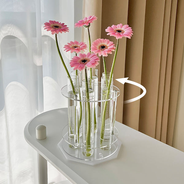 Rotating Clear Glass Test Tube Vase