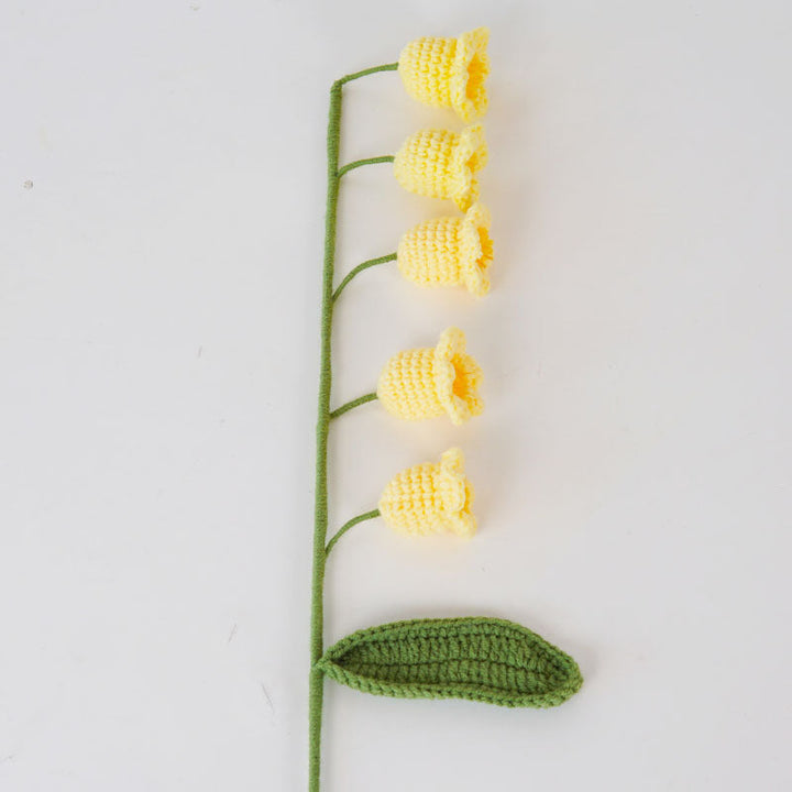 5pcs Finished Crochet Lily of The Valley Bouquet Yarn Knitting Artificial Flower