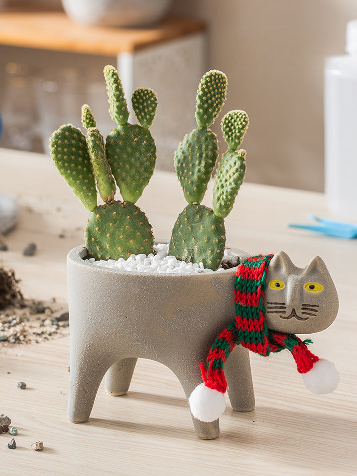 Cute Cat Ceramic Cactus Succulent Pot