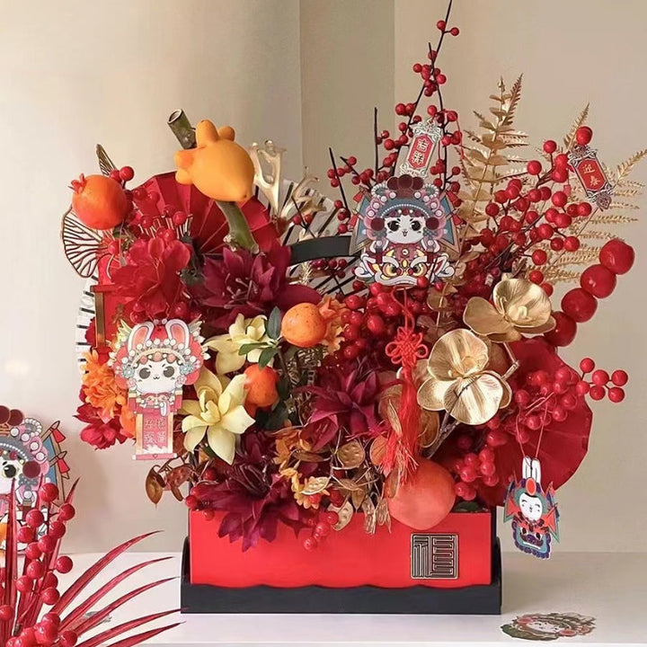 Chinese New Year Flower Arrangement Container Basket