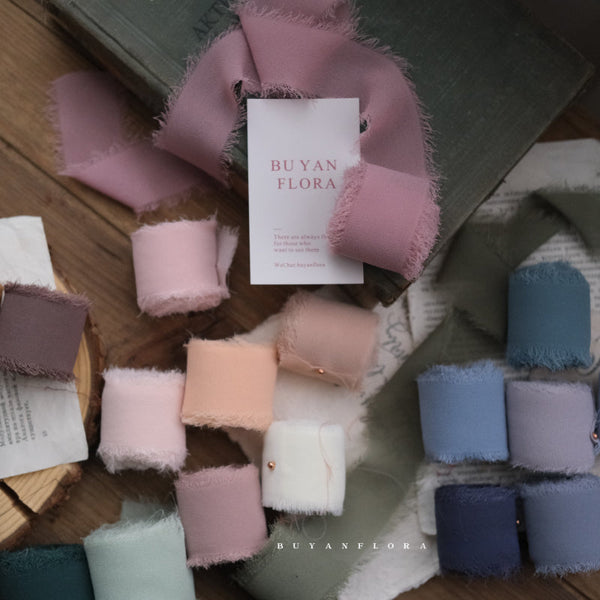 Fringe Chiffon Silk Ribbon for Bouquet Gifts Wrapping 4cm x 5m