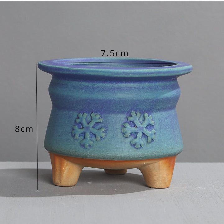 Mini Blue Ceramic Pot for Succulents