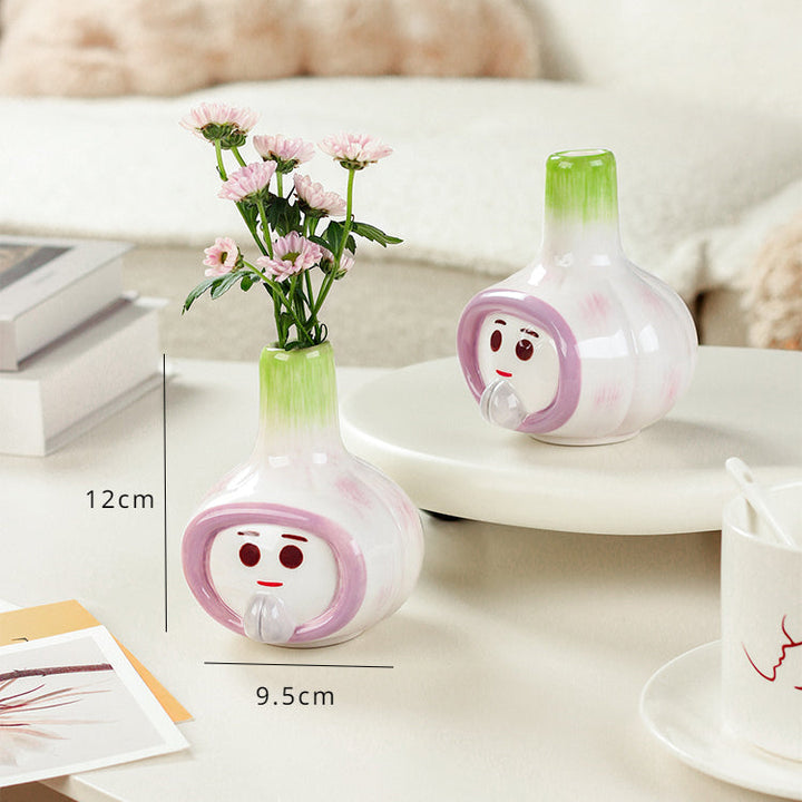 Cartoon Garlic Doll Design Flower Vase