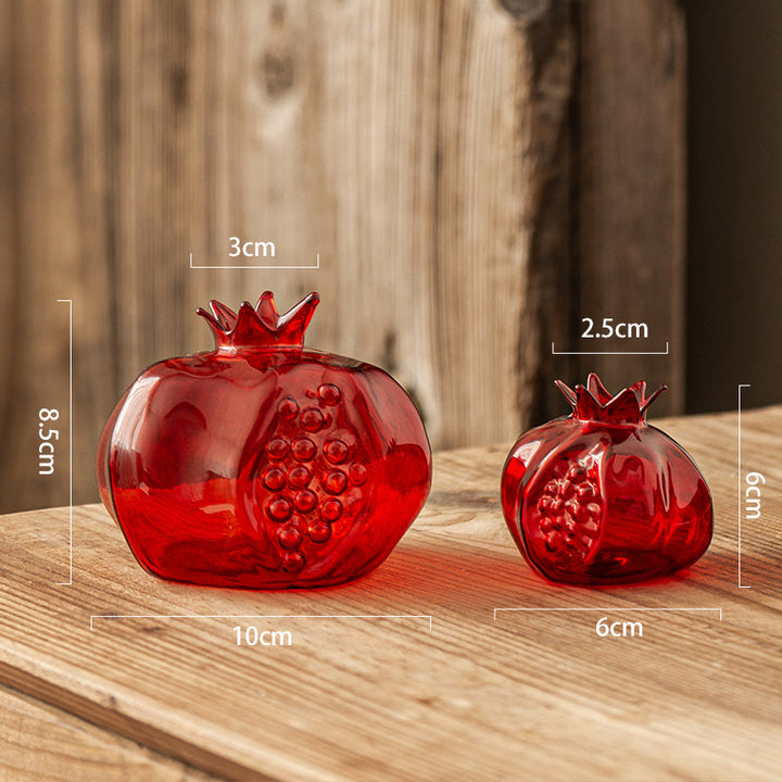 Pomegranate Shaped Red Glass Vase Set