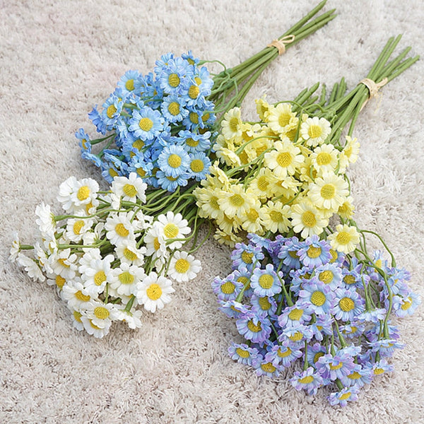 Set of 6 Stems Artificial Chamomile Daisy Flowers, perfect as faux plant.